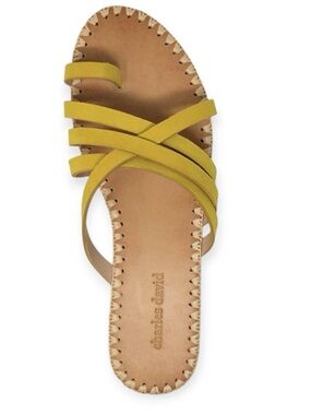 Charles David Yellow Strappy Leather Flat Sandals, RT $179
